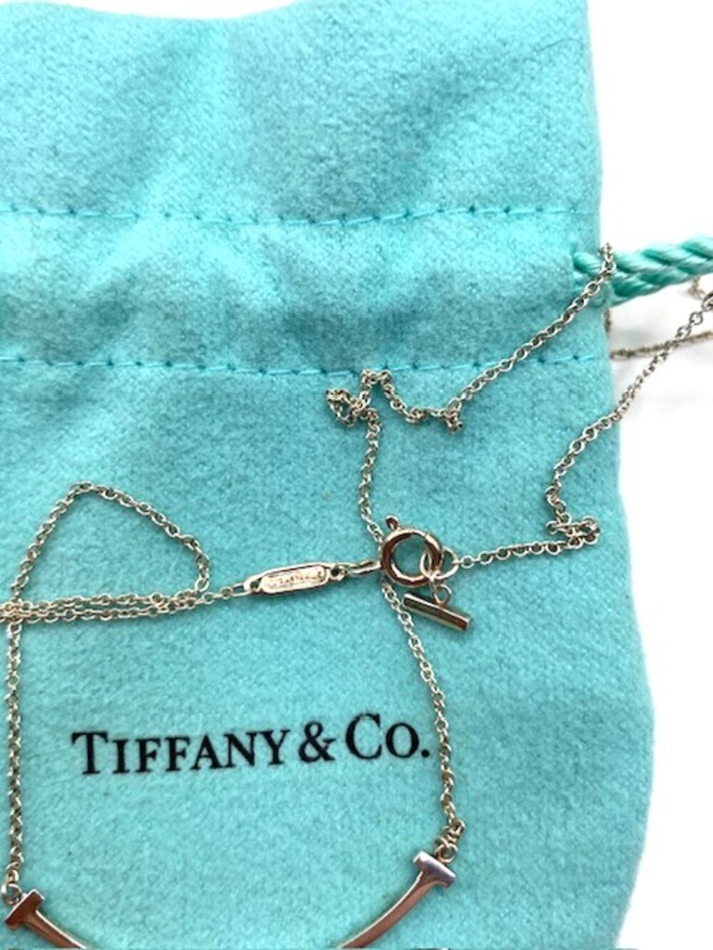 Tiffany & Co Sterling Silver Necklace T-smile Pendant Authentic - Picture 5 of 9